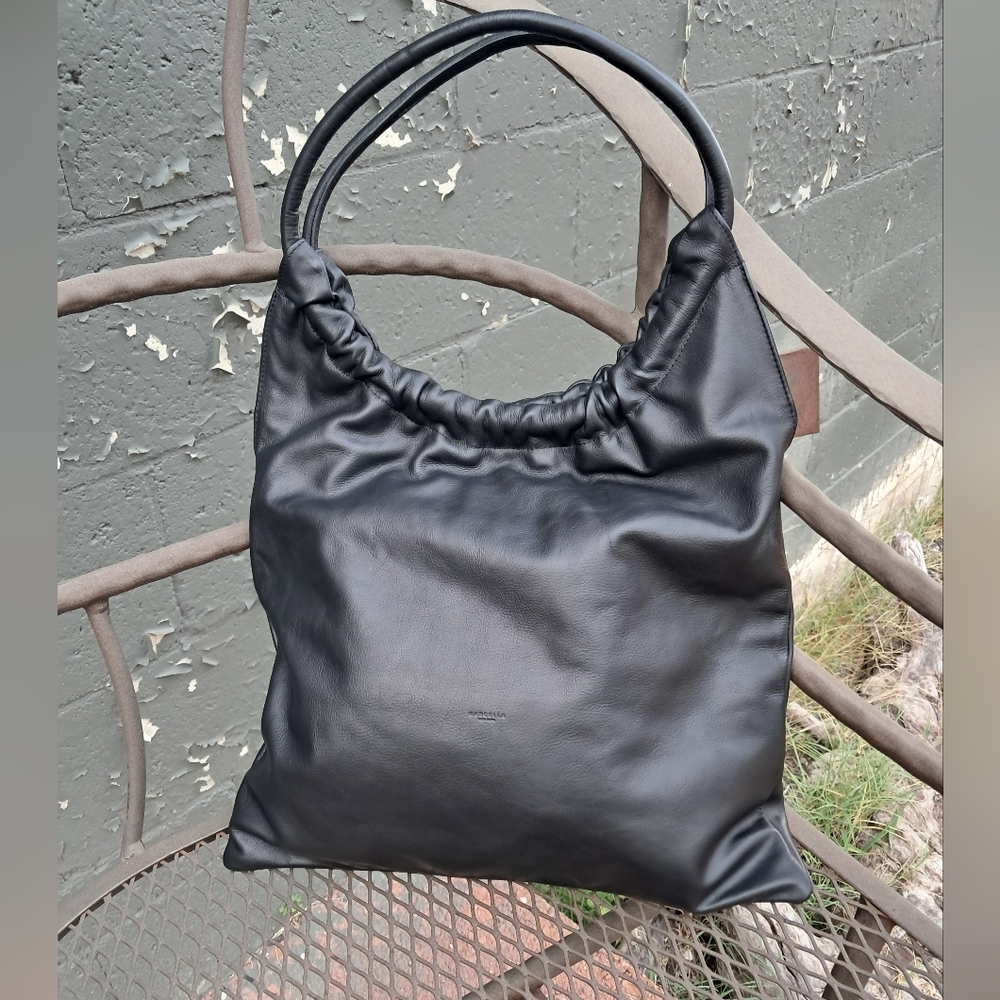 Marcella New York Elegant Black Leather Tote Bag **